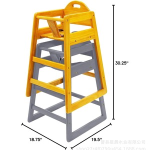 Silla Alta de Madera para Bebés y Niños Pequeños, Apilable, Compacta y Portátil, Color Madera Natural Marrón Rojizo - Product Image 3