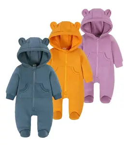 Jumpsuit dệt kim Romper 0-12 3-6 6-9 9-12 6-12 Hoody trẻ sơ sinh Footie đồ ngủ cô gái onesie trẻ sơ sinh mùa đông bé trai quần áo 0-3 tháng