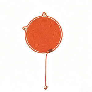 Tapis à gratter pour chat en corde de coton tressée avec balle jouet intégrée, résistant aux rayures, résistant à l'usure, lavable, orange rouge, 35 cm - Product Image 1