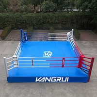 KANGRUI Ring de boxe carré surélevé en acier inoxydable de norme internationale pour l'entraînement et la compétition de Muay Thai, Sanda et lutte