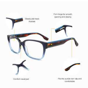 Monturas de Gafas de Acetato Cuadradas Wenzhou, Montura Completa Antideslizante, Lentes Planas Unisex 1076 - Product Image 1