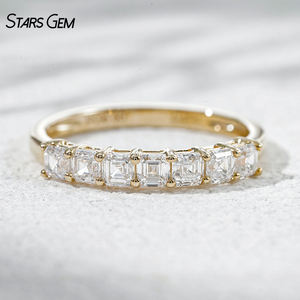 StarsGem ทองคำแท้ 10K ชุบโรเดียม ประดับเพชร 7 เม็ด น้ำหนักรวม 0.96 กะรัต ขนาด 2.8x2.8 มม. รูปทรง Asscher เพชรเพาะเลี้ยงในห้องปฏิบัติการ ดีไซน์คลาสสิกเจ็ดเม็ด สำหรับโอกาสครบรอบ - Product Image 4