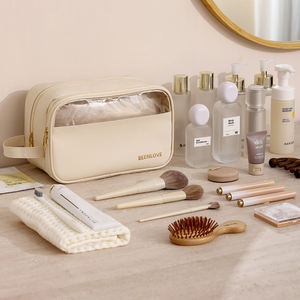 カスタムロゴ入り防水レザー女性用メイクアップトラベルトイレタリー透明コスメティックバッグ - Product Image 6