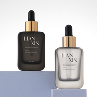 Flacon Compte-Gouttes Carré en Verre 30ml/50ml avec Logo Personnalisé, Fini Dépoli, Bouchon à Vis, pour Sérum Visage Soins de la Peau