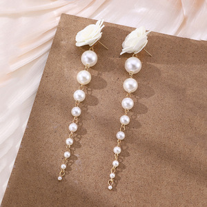 Pendientes Largos con Perlas y Flores Coloridas para Joyería Africana, Venta al por Mayor NX204213 - Product Image 5