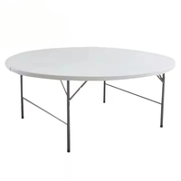 Table ronde pour extérieur, 10 places, banquet, mariage, événement, fête, table ronde pliable de 6 pieds et 72 pouces en plastique pour événement