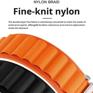 Cinturino in Nylon di alta qualità per orologio Apple <span class=keywords><strong>Watch</strong></span> <span class=keywords><strong>9</strong></span> 8 7 6 5 SE Ultra 49mm regolabile in Nylon elastico traspirante - Product Image 2