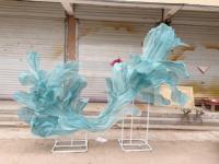 Instalasi Bunga Organza Raksasa Warna Teal Kustom M962, Kain Mesh, Perlengkapan Bunga, Dekorasi Pesta & Latar Belakang Upacara Pernikahan