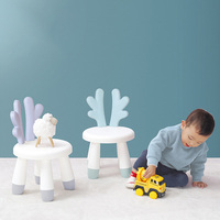 Chaise de salle à manger pour enfants mignonne et de style dessin animé, dossier en forme de bois de cerf, pliable, portable, repose-pieds en plastique, maison, chambre à coucher, maternelle, salon moderne