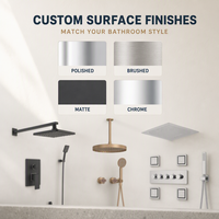 Ensemble de robinetterie de douche murale en laiton massif, finition or brossé, double fonction, avec douchette supérieure, personnalisable OEM/ODM, pour salle de bain - Vente en gros