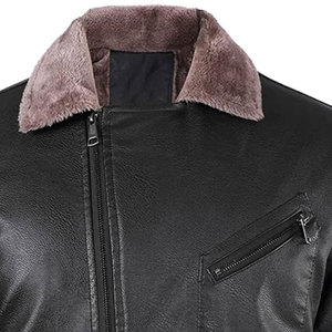 Chaqueta de Cuero para Hombre, Manga Larga, Ligera, Nuevo Estilo, Cuello Alto, Cierre de Cremallera, Corte Regular, para Otoño e Invierno - Product Image 6