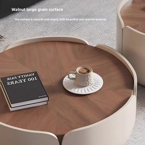 New Style Flower-patterned Coffee <strong>Table</strong> Round <strong>Clear</strong> <strong>Table</strong> Nordic Round Walnut Top Coffee <strong>Table</strong> Wood for Living Room Furniture - Product Image 5