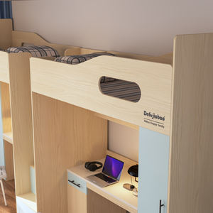 Camas Altas Modernas de Madera con Escritorio y Armario para Dormitorio, Residencia, Escuelas y Hostales - Product Image 3