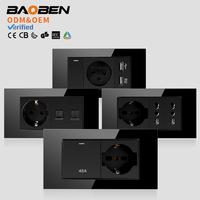 BAOBEN Panneau de prise italienne EU avec USB-C et USB-A à charge rapide, Module d'interrupteur DIY noir