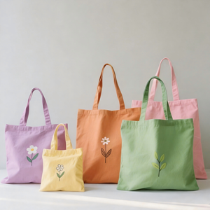 Bolsa de Compras de Lona de Algodón Orgánico Resistente, Personalizada con Impresión, Blanca, de 10oz, 12oz, 14oz, 16oz, 18oz, con Asa Larga - Product Image 1