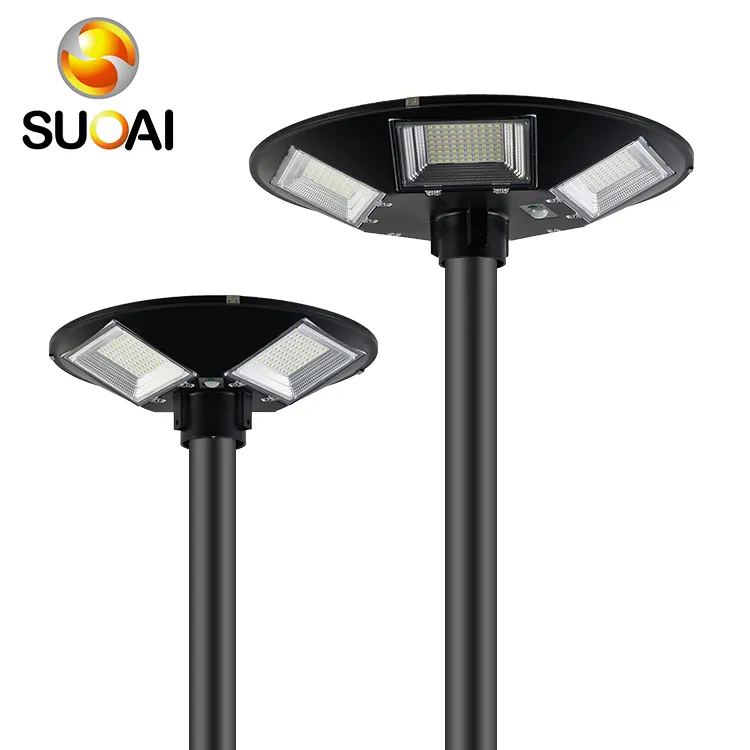 SUOAI Smart Design Ip65 Outdoor Lawn Lamp Round 150w 250w UFO Led Solar Garden Pole Light