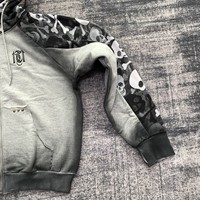 DENIMGUYS Sweat à capuche vintage pour homme, style hip-hop personnalisé, broderie camouflage et patchwork, effet vieilli