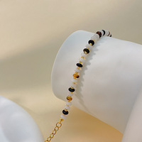 Nouveau Design Bijoux Bohème En Acier Inoxydable Minuscule Agates Oeil De Tigre Jade Mixte Femmes Filles Pierre Naturelle Perles Bracelet Chaîne