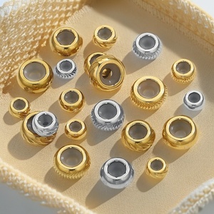Adjustable Slider Spacer <b>Beads</b> | 18K PVD Gold Plated Stainless Steel <b>Large</b> Hole Stopper <b>Beads</b> for DIY Bracelet Necklace Making - Product Image 3