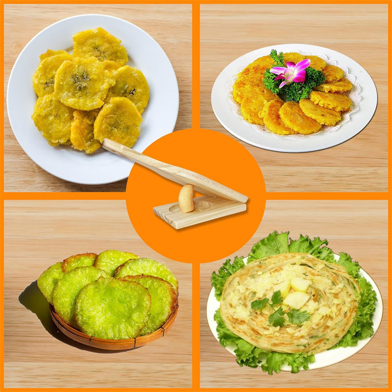 Presse-purée 2 En 1 En Bois Pour Plantains Frits, Frites, Tostones Tasses, Pommes De Terre