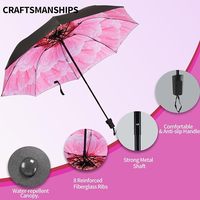Parapluie 8 os de haute qualité Parapluie d'impression personnalisée Logo d'entreprise Parapluie automatique pliant à trois motifs floraux