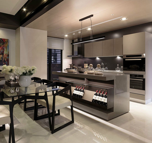 Armoires de Cuisine avec Îlot Central en Verre Quartz, Finition Laquée Mate Blanche, Fabrication Abordable en Australie - Product Image 1