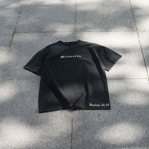 Camiseta de Alto Gramaje Estilo Urbano 250 Gsm Lisa Económica Vintage con Bordado Personalizado y Lavado Ácido - Product Image 1