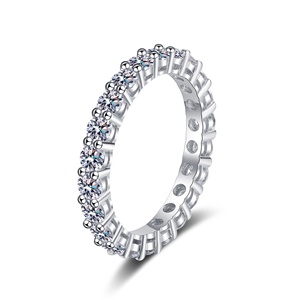 Anello <span class=keywords><strong>925</strong></span> in <span class=keywords><strong>argento</strong></span> Sterling spingere una linea a tutto tondo anello Moissanite - Product Image 6