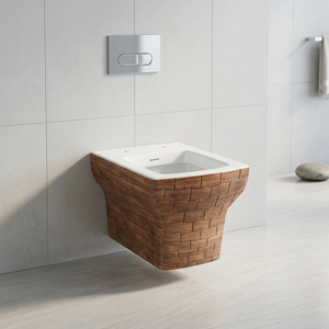 Designer Ceramic Sanitary Ware Bathroom Set WC Basin Pedestal <b>Table</b> Top Wash Basin and <b>Wall</b> Hung Wooden White Double Color - Product Image 6
