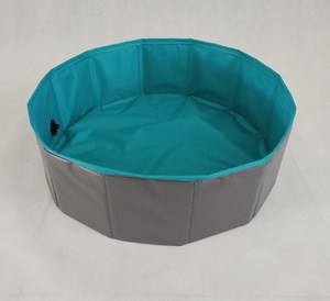 <span class=keywords><strong>Piscine</strong></span> pliante pour chiens et enfants en PVC gris et vert durable 60x20cm - Product Image 1