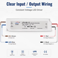 LEYU LPV-60-24 24V 2.5A 60W Su Geçirmez IP67 LED Sürücü Sabit Gerilim Anahtarlamalı Güç Kaynağı 90-264VAC