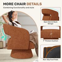 Ensemble de 2 fauteuils pivotants modernes et confortables en chenille, fauteuils surdimensionnés en PU pour salon, chambre à coucher, salle de lecture