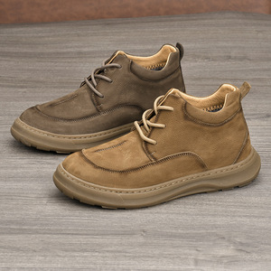 Bottes d'hiver pour hommes en cuir véritable, bout rond, doublure en polaire, semelle extérieure en caoutchouc, semelle intermédiaire isolante en EVA, bottes de chasse - Product Image 2