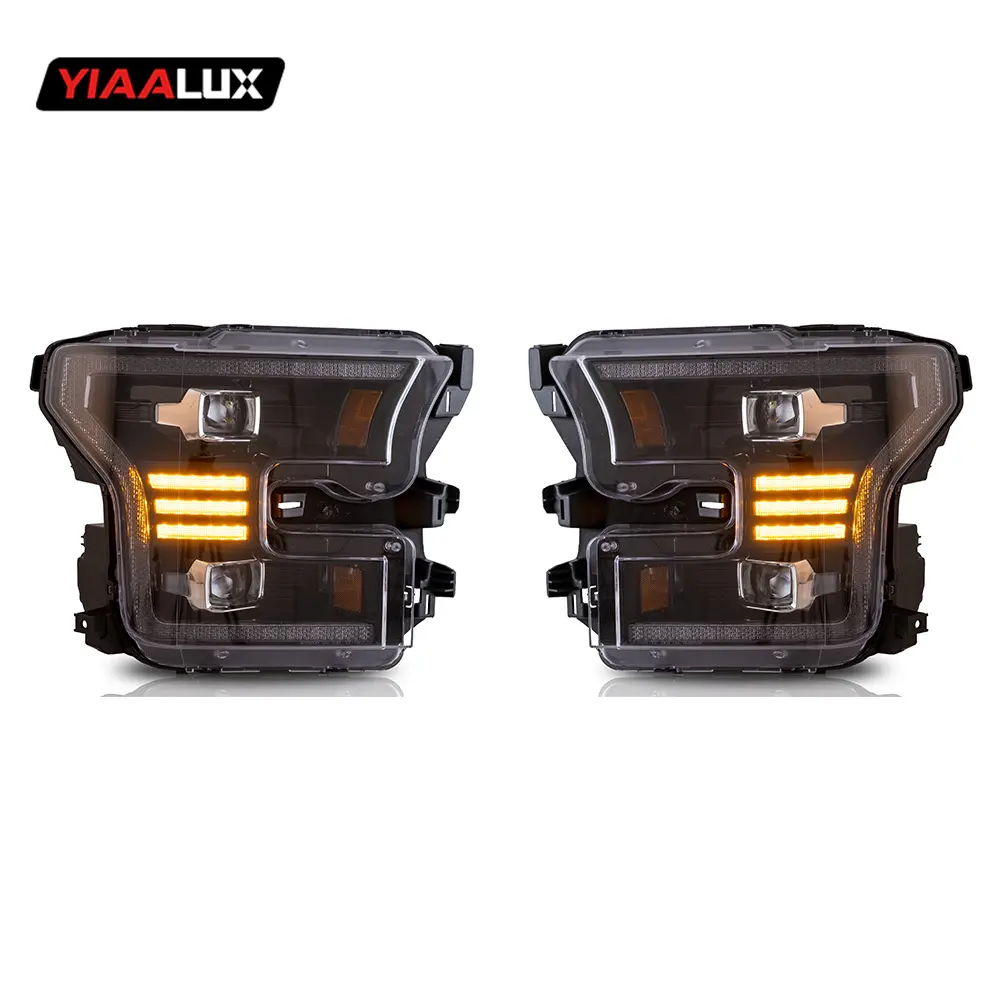Upgrade yellow DRL full LED dynamic headlight headlamp assembly for pick up ford F-150 F150 2015 2016 2017 plug and play
