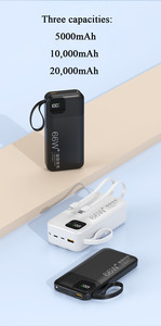 Banque d'alimentation à charge ultra-rapide de grande capacité <span class=keywords><strong>20</strong></span> <span class=keywords><strong>000</strong></span> <span class=keywords><strong>mAh</strong></span> avec câble double intégré de type C et écran d'affichage numérique LED - Product Image 5