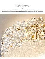 Plafonnier LED de style français avec cadre en fer et abat-jour en verre, avec interrupteur à intensité variable pour salon