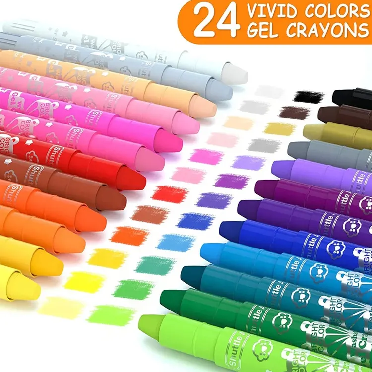 עפרונות שפתון ג'ל 24 צבעים טוויסט אפ עפרונות לא רעילים משי ג'ל אמן עפרונות לספר צביעה לילדים צביעה