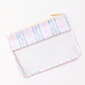 Keymay Bow mô hình xem qua túi phẳng <span class=keywords><strong>PVC</strong></span> & nylon lưu trữ túi cô gái trang điểm Pouch với dây kéo <span class=keywords><strong>PVC</strong></span> mỹ phẩm Túi du lịch - Product Image 5