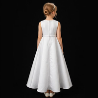 D30739 Robe élégante de première communion en satin blanc pour demoiselle d'honneur