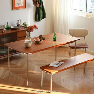 Mesa de comedor de madera maciza de estilo japonés nórdico de mediados de siglo con sillas, diseño pequeño Rectangular Medieval para uso en hoteles - Product Image 2