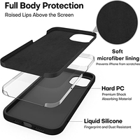 Étui de téléphone portable en silicone liquide original antichoc pour iPhone 13/11/12 Xs Housse en microfibre pour iPhone 14 15 16 Pro Max