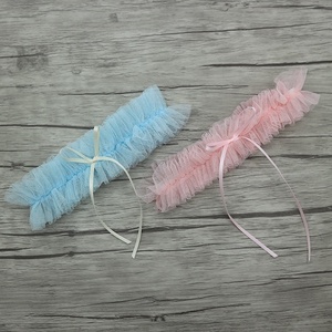 Jarretelles de mariée en tissu maille, à volants simples, jarretelles décoratives avec Mini nœud Long, bon marché - Product Image 4