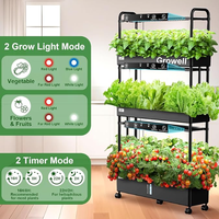 Système hydroponique en tour, 90 pods, jardin vertical, 2 modes d'éclairage, lumière de croissance, circulation d'eau automatique, 40L, alimenté par batterie, herbes d'intérieur