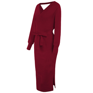 <span class=keywords><strong>Robe</strong></span> pull en tricot à manches longues Sexy <span class=keywords><strong>Cocktail</strong></span> Batwing pour femmes - Product Image 2