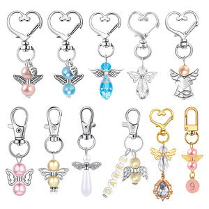 Ciondoli a Forma di Cuore <span class=keywords><strong>con</strong></span> Ali d'Angelo Colorati, Perline Fatate per Braccialetti Fai-da-Te, Portachiavi, Regali per Feste ed Eventi - Product Image 3