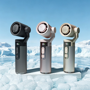 Ventilateur de cou portable avec batterie intégrée 3000 mAh, cellule au lithium 21700, refroidissement semi-conducteur, lampe torche LED et moteur sans balais - Product Image 2