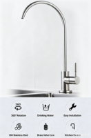 Robinet purificateur d'eau de cuisine moderne et minimaliste en acier inoxydable, monocommande, finition brossée, raccord 1/2 pouce, céramique simple