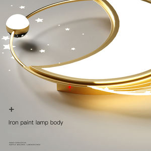 북유럽 원형 달 디자인 홈 데코 다이닝룸 조명 현대식 리모컨 거실 조명 럭셔리 LED 침실 천장 램프 - Product Image 5