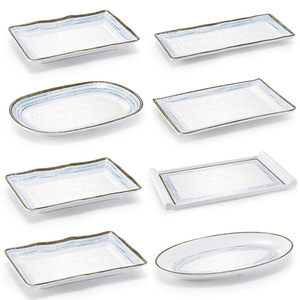 Ensemble d'assiettes rectangulaires créatives en mélamine 9,5 pouces, couleur unie, imitation porcelaine, pour restaurant et fêtes - Product Image 1