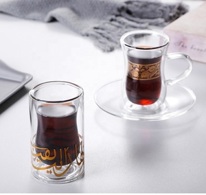 Juego de vasos de cristal árabes turcos modernos hechos a mano resistentes al calor para café y té negro para uso doméstico en el café de la empresa - Product Image 1